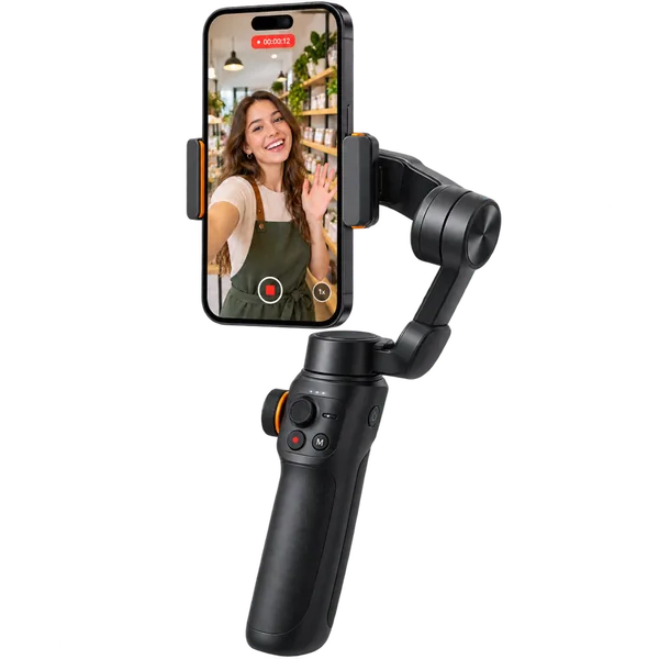 Smartphone su gimbal che registra un reel
